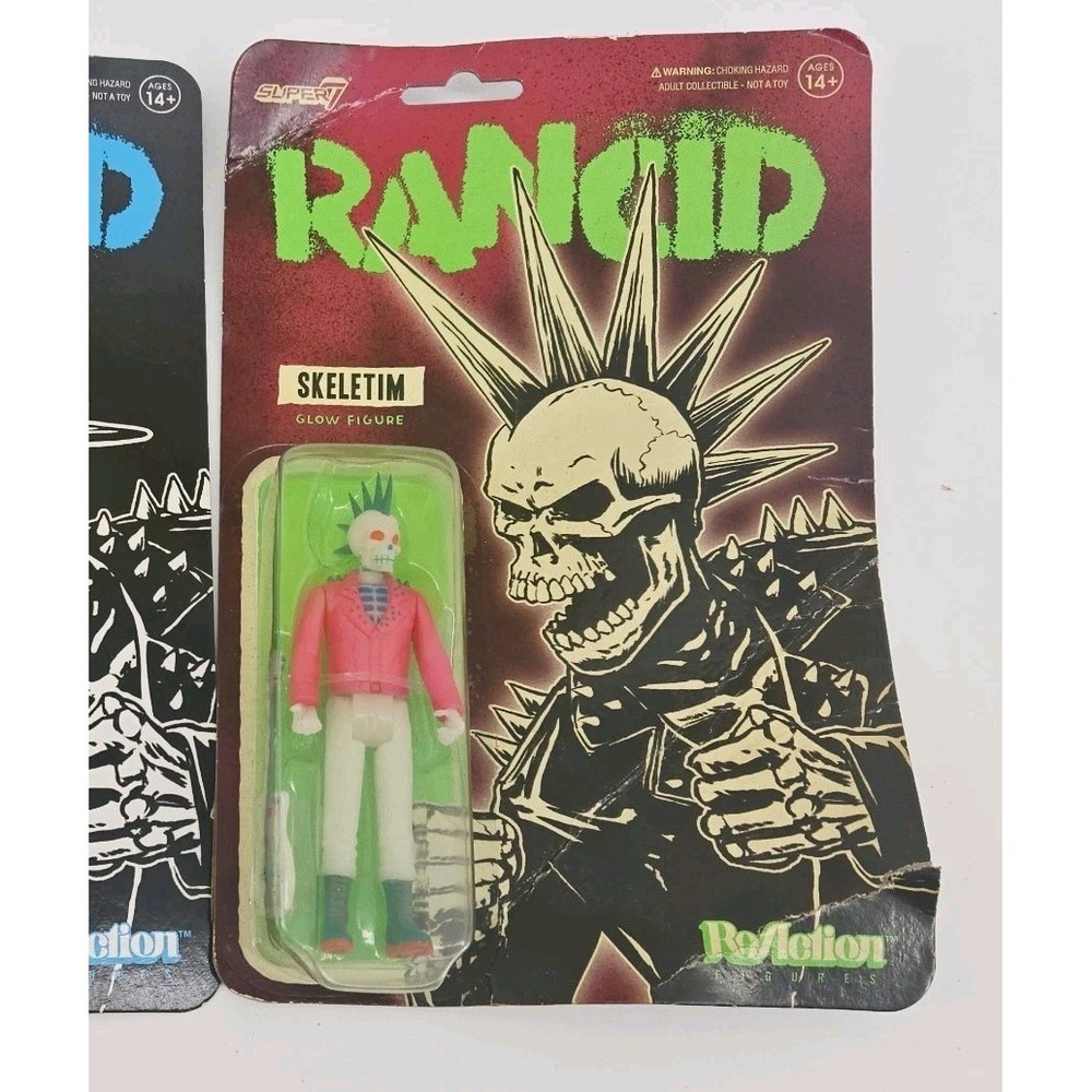 Tim Armstrong Rancid ReAction Skeletim Super7 3.75 Figure‎ Bent Cardboard
